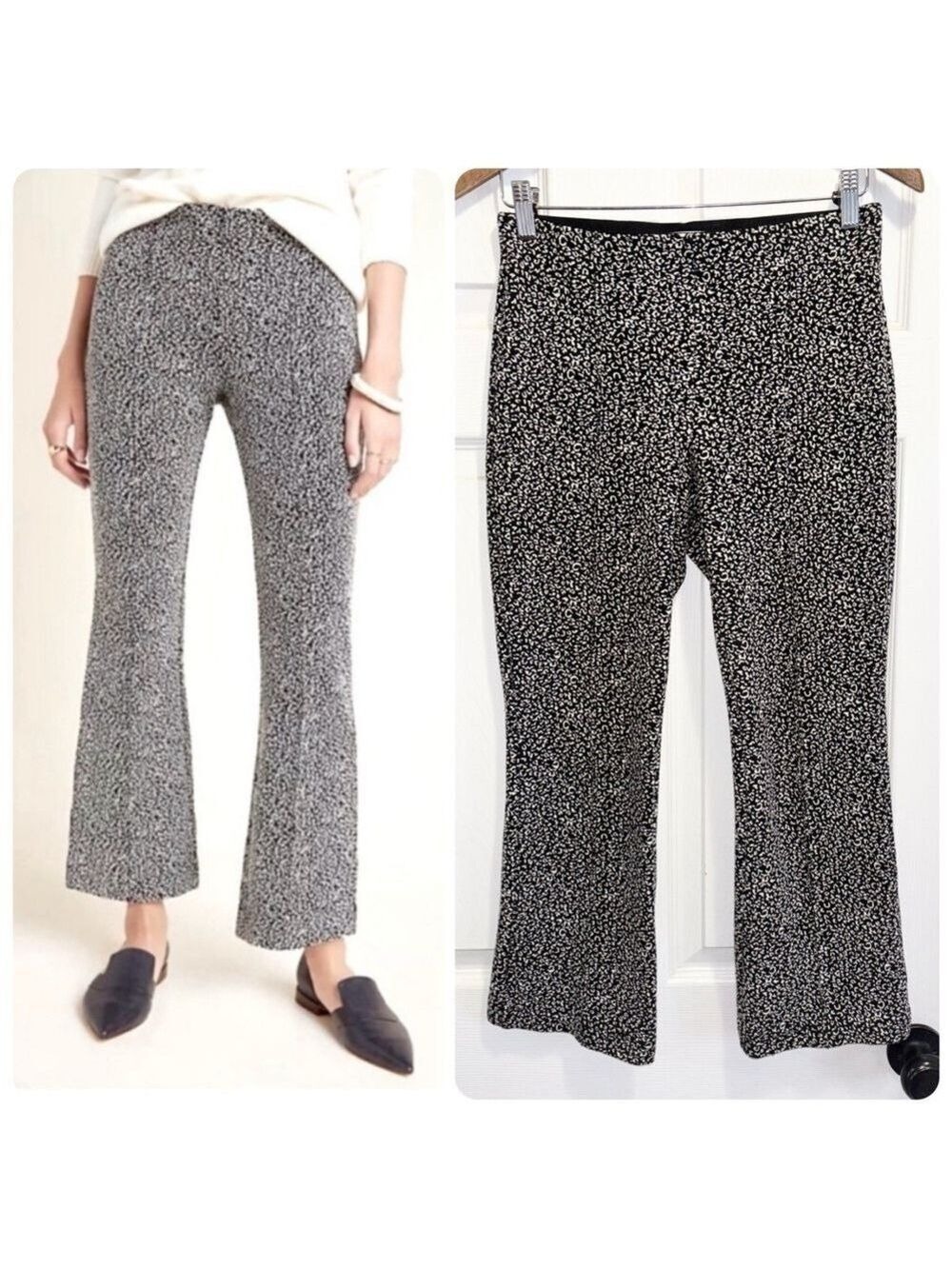 Anthropologie The Essential Crop Flare Pants Tailored Pull On Trousers Size XS